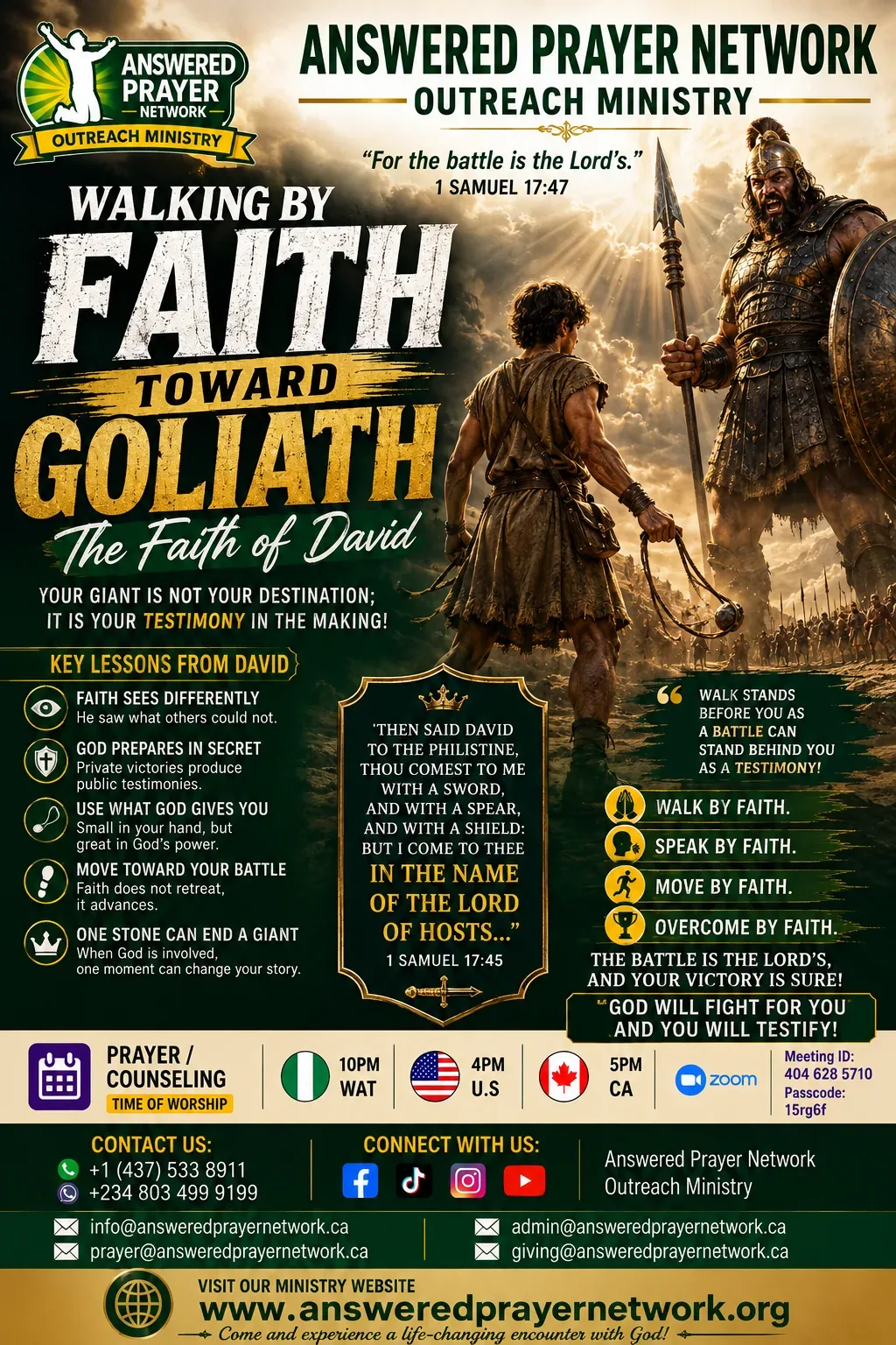 WALKING BY FAITH TOWARD GOLIATH: THE FAITH OF DAVID