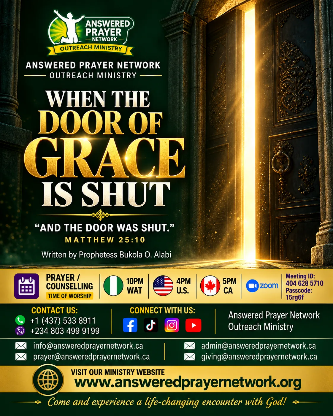 WHEN THE DOOR OF GRACE IS SHUT